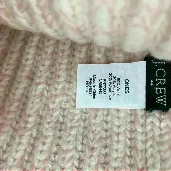 J.Crew Wool Blush Pink/White Pom Pom Beanie OS - Picture 6 of 6